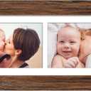 6x15 Picture Frame Display 2 opening 5X7 Double Picture Frame Collage,Multi Photo Frame with Mat,Plexiglass,Horizontal and Vertical Formats for Wall Dcor,Carbonized Brown Wood Grain