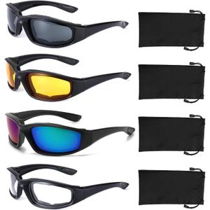 3 Pair Motorcycle Glasses Riding Glasses UV Protection Windproof And Dustproof Motorcycle Goggles Foam Cushion Eyeglasses Suitable For Outdoor Sports Motorcycle Riding