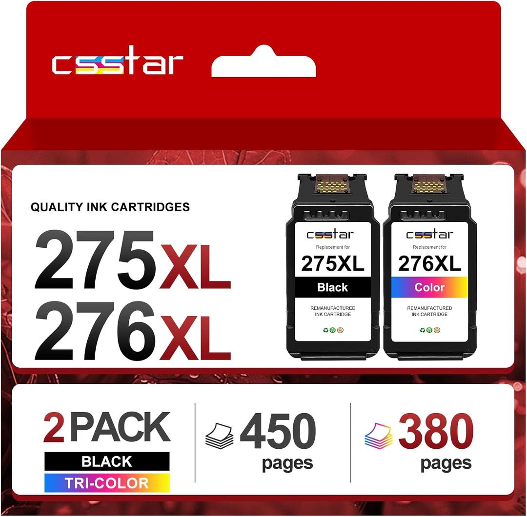 275XL 276XL Ink Cartridge Replacement for Canon PG-275XL CL-276XL 275XL 276XL Compatible with PIXMA TS3522/TR4720/TS3722/TR4722/TS3500/TR4700/TS3720/TS3520 Printer