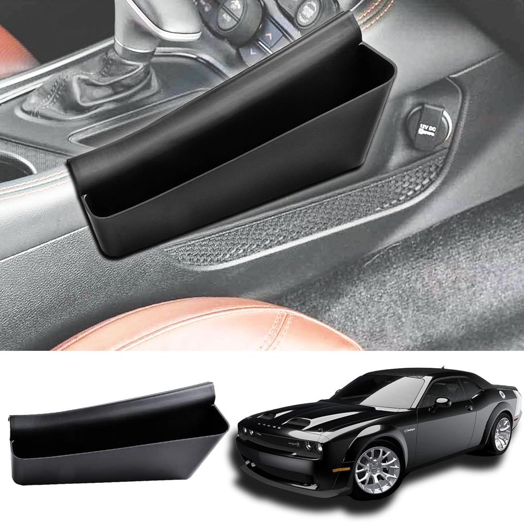 EDBETOS Gear Shifter Storage Compatible with Dodge Challenger 2015-2022 2023 Accessories Center Console Organizer Insert Gear Shift Tray Secondary Armrest Box Coin Container, Passenger Side