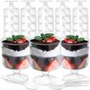 Youeon 50 Pack Mini Plastic Dessert Cups with Spoons, 5 Oz Clear Appetizer Goblet Dessert Cup, Small Shooter Cups for Desserts, Appetizers, Puddings, Mousse