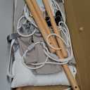 Baby Swing Indoor and Outdoor, Canvas Hammock Swing for Baby to Toddler with a Comfortable Seat, Macaroon Wooden Toy, Adjustable 5-Point Harness,3 Modes,Gift for Baby Boys Girls, Grey&White