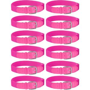 Hercicy 12 Pcs Baseball Belts Softball Belts Bulk for Adult and Youth Adjustable (Pink, XXL)