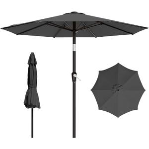 AreShark 9 FT Patio Umbrella for Outdoor, Outdoor Table Umbrella with Push Button Tilt and Crank, Outdoor Patio Umbrellas with 8 Sturdy Ribs for Market, Garden, Pool (Gray)