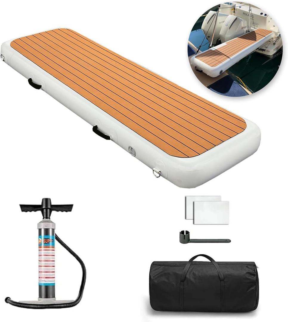 Inflatable Gangway for Boats and Yachts, Durable, Quick - Inflating, Non-Slip Surface, Portable Inflatable Floating Dock Ramp, Easy Setup for Marine Use