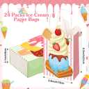 MotiMind 24 Pcs Ice Cream Party Favor Bags with Handles Summer Sprinkles Ice Cream Gift Paper Bags Goodie Treat Wraps for Summer Candy Pool Party Supplies