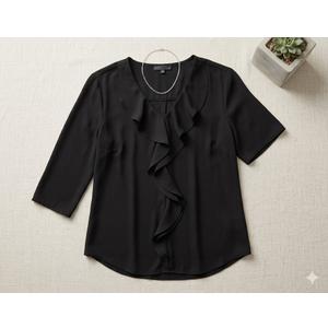 BTFBM Spring Summer Tops for Women 2026 Dressy Casual V Neck Ruffle Cap Sleeve Embroidered Eyelet Blouses Resort Wear(Black, Large )