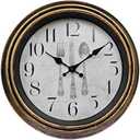 WOOPHEN Vintage Wall Clocks, 10" Silent Non Ticking Retro Wall Clock Quality Quartz Battery Operated Round Decorative Easy to Read for Home Kitchen Living/Dining Room Bedroom Office Classroom(Bronze)