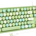 Computer Keyboard Wired, Typewriter Style, Plug Play USB Keyboard with Large Number Pad, Caps Indicators, Foldable Stands, Full Size Wired Keyboard for Windows PC Laptop (Green Colorful)