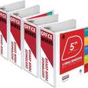 3 Ring Binder, Professional D Ring 5 Inch, Presentation Folder for Standard Pages 8.5 x 11 with Pockets, Crystal Clear View White (4 Pack)