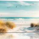 Beach Canvas Wall Art Decor Ocean Pictures Prints for Living Room Coastal Path Painting Seascape Artwork Sea Reeds Landscape for Bedroom Bathroom Home Office Decorations(20"*40")