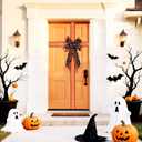 Sursurprise Halloween Decorations Bow for Door, Orange Black Halloween Door Bow Large, Wrapping for Window Fireplace Cabinet, Home Kitchen Party Supplies Baby Shower Birthday Celebration