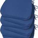 Basic Beyond Chair Cushions for Dining Chairs, D-Shaped Kitchen Chair Cushions with Ties Set of 6, 2.5" Thick Seat Cushions for Dining Room/Kitchen Chairs, 17" x 16", Royal Blue