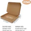 13x10x2 inch Shipping Boxes Set of 6 Brown, Inner Size 12.6x9.6x1.6 inch Cardboard Box Mailers for Small Business Packaging Mailing or Gift Wrapping Giving