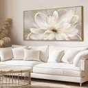 Framed Abstract Wall Art Gold Pictures Wall Decor Line Painting on Canvas 20"x 40" Contemporary Floral Artwork for Living room Office Bedroom Aesthetic