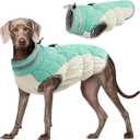FUAMEY Dog Coat for Large Dogs,Waterproof Dog Winter Jacket with Harness Built in Puppy Cold Weather Coats Reflective Pet Vest with Zipper Warm Fleece Dogs Snowsuit Windproof Mint Green L (chest:24in)
