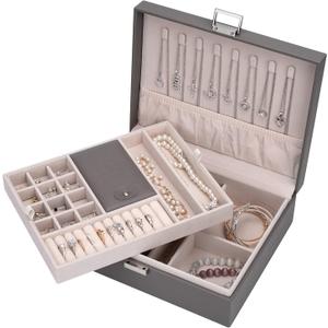 Storage and Organizer Jewelry box Jewelry Storage Box Travel Jewelry Organizer Cases craft containers for organizing/GRAY (Grey)