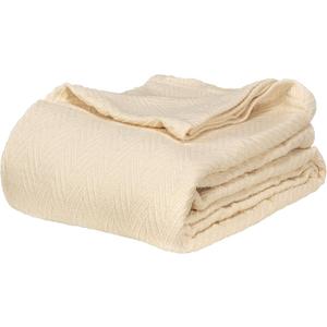 HOMECITY Cotton All-Season Thermal Blanket- Ivory Woven Reversible Ultra-Soft and Warm Herringbone Blanket for Bed/Couch, King, 108" x 90" - Hroo Collection 100% Cotton Blanket for Bed