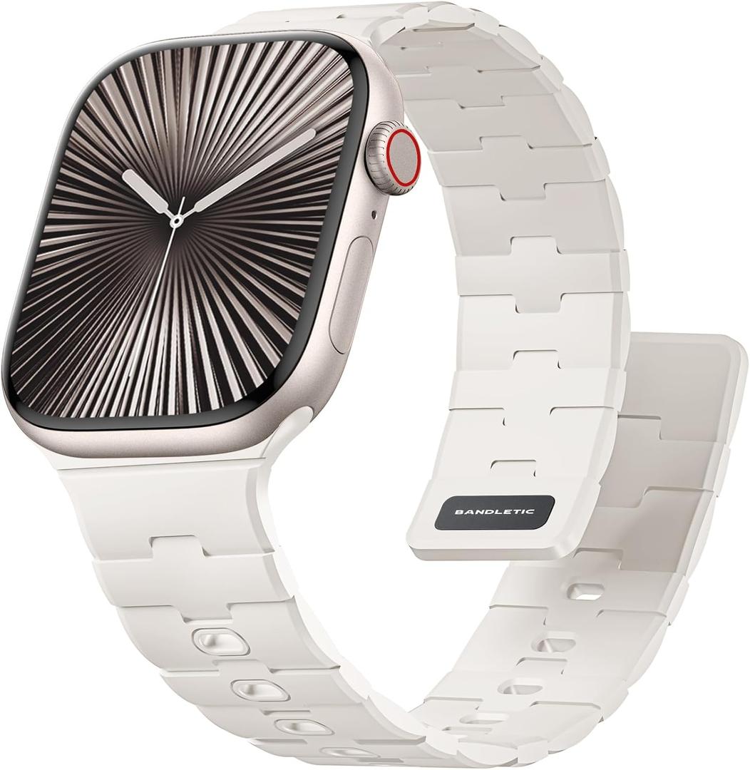 Bandletic Magnetic Strap Compatible with Apple Watch Straps 44mm 45mm 46mm 49mm 42mm 41mm 40mm 38mm Women Men, Soft Silicone Sport Strong Magnet Strap for iWatch Series Ultra 11 10 9 SE 8 7 6 5 4 3 1