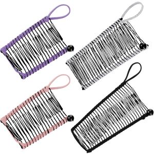 WILLBOND 4 Pcs Banana Hair Clips for Women Large Small Comb Vintage Clincher Banana Grip Clip Styling Accessories Gift for Curly Thick Thin Wavy Hair Ponytail Wedding(Pink, Purple, Black, Silver)