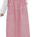Plaid Aprons, Fresh Style Cotton Plus Size Women Side Vent Tether Stain Resistant Cover Up, XL
