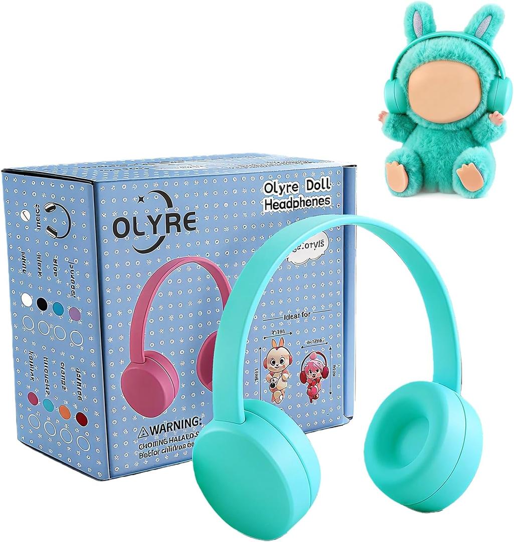 2 x Olyre Mini Doll Headphones 17cm 1/6 BJDs, Doll Accessory, Blue(No Doll) | Miniature headset for trendy toy dolls; Decorative headwear; 17cm 6.69" Dolls & 1/6 BJDs