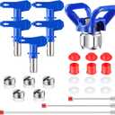 9 Pieces Airless Paint Sprayer Tips Reversible Spray Tip Airless Paint Sprayer Nozzle and Spray Gun Tip Extension with Red Guard Pole Rod and Tips(211, 313, 415, 517, 623)
