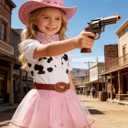 Gomukot Kids Cowgirl Costume for Girls Halloween Western Rodeo Dress Up,3-4T