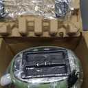 Wiltal Toaster Retro 2 Slice, Vintage Green Toaster with Lid, with Bread Attachment, Preheat, Defrost And Cancel Functions, 6 Browning Levels (Green)