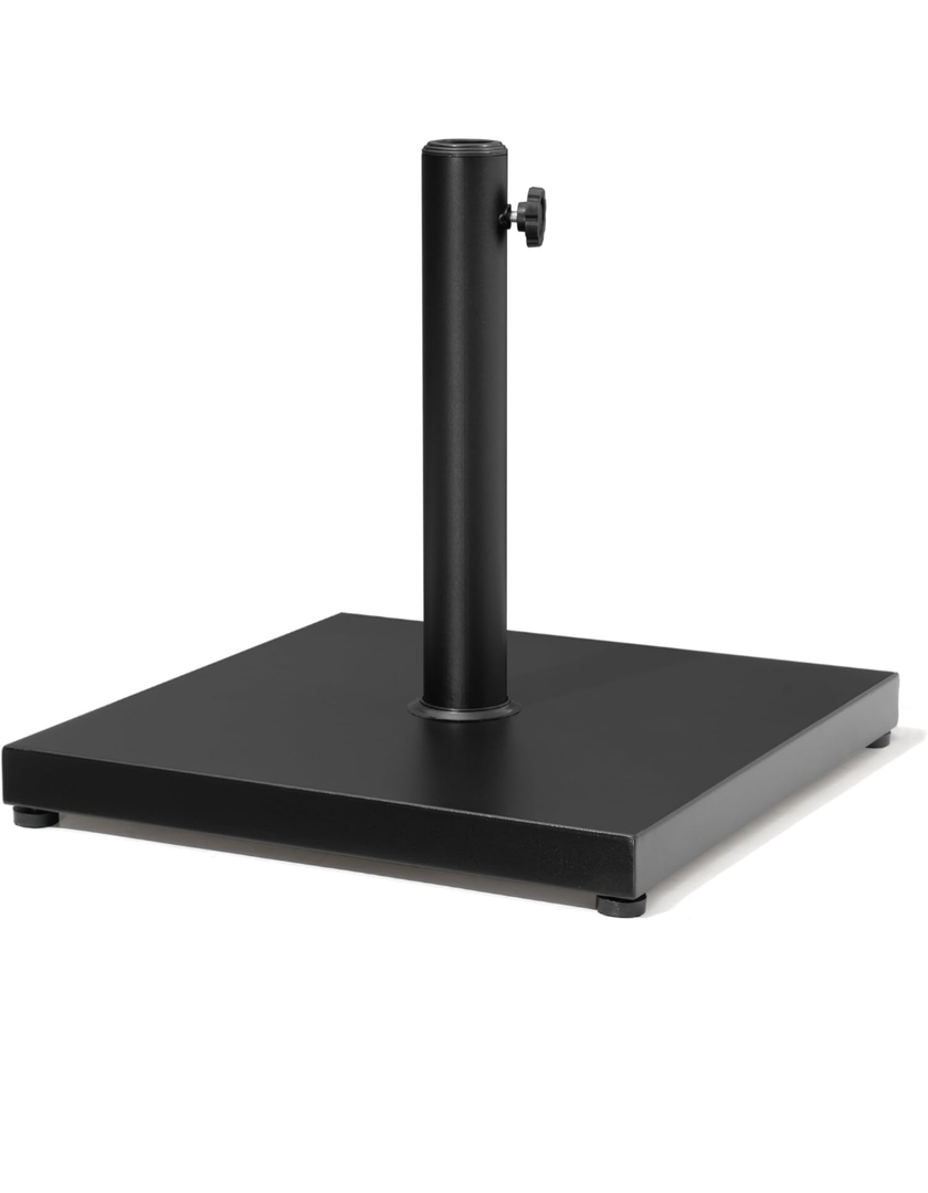 43lb Patio Umbrella Base Stand, Outdoor Square Concrete Stand Heavy Duty Market Umbrella Pole Holder, Black