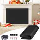 CADARA Fireplace Blocker Blanket Stops Heat Loss, Magnetic Fireplace Draft Stopper, Indoor Fire Place Draft Cover with Hook and Loop Tapes, Cold Air Blocker Save Energy, Black 39" W x 32"