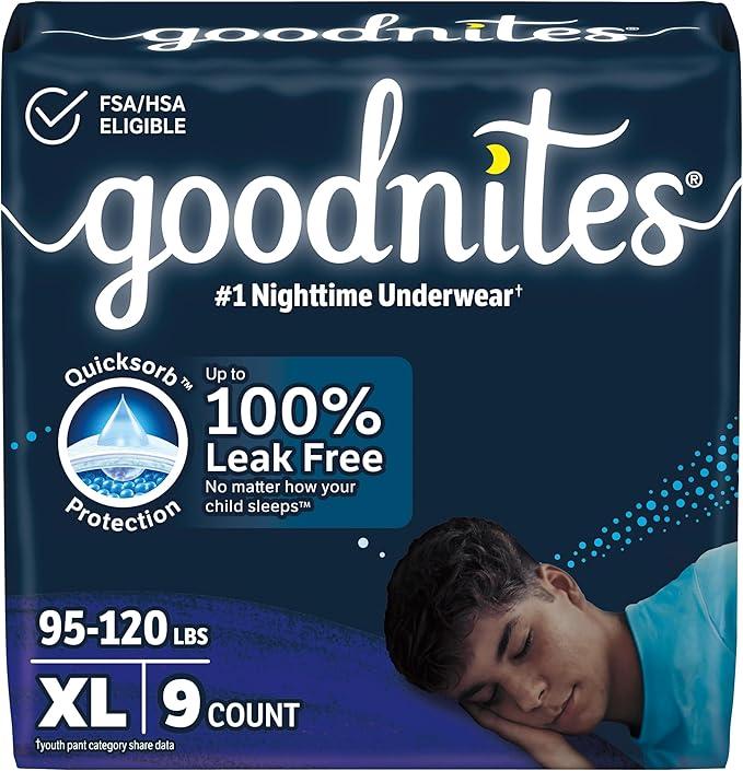 Goodnites Boys' Nighttime Bedwetting Underwear, Size Extra Large (95-120 lbs), 14 Ct, Packaging May Vary