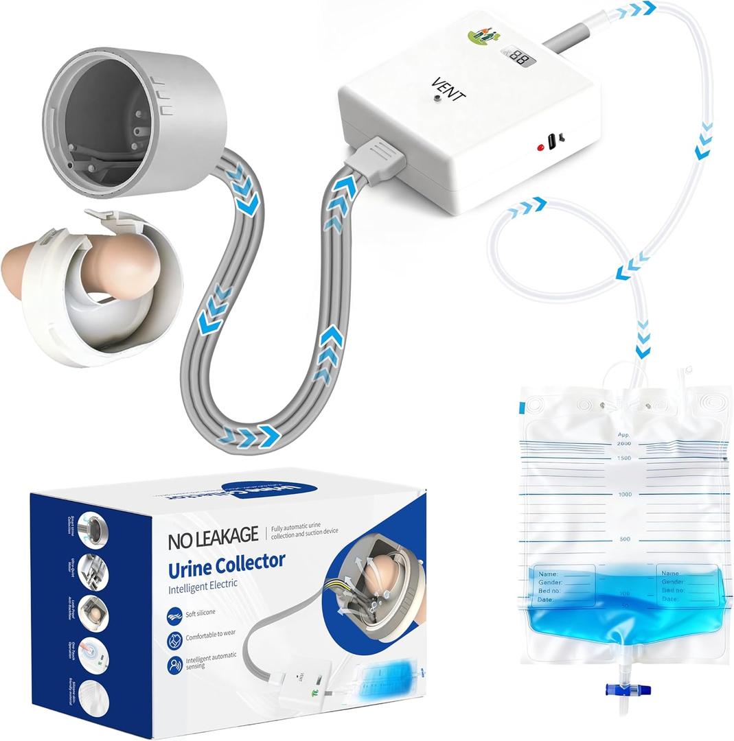 Electric Male Urine Collector Portable Wearable Urinal Device with Silicone Cup USB Rechargeable Pump for Elderly and Outdoor Use (EWUB-1Set)