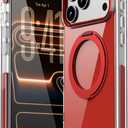 2 x Magnetic for iPhone 17 Pro Case 360 Spin Stand Red | Compatible with MagSafe, Military-Grade Protection,Non-Yellowing, Clear Scratch-Resistant Back Cover for 17 Pro 6.3