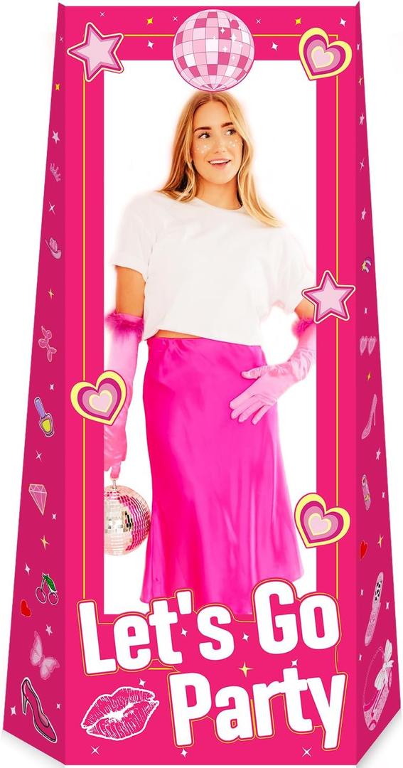 4.9 Ft Tall Life Size Hot Pink Stand-in Cardboard Doll Photo Booth for Girls Birthday Party Photoshoot Princess Doll Theme Party Decorations Girl Birthday Party Decorations Favors