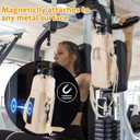 Gym Magnetic Water Bottle Holder with Adjustable Shoulder Strap and Phone Pocket,Holds 30/40oz Bottle Sleeve with Handle/Handleless,7 Card Pockets (White)