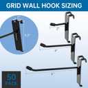 50pcs Gridwall Hooks 4inch Anti-Scratch 15°Tilt Angle with Black High Grade Surface Coating Grid Wall Hooks for Grid Wall Panel Gridwall Hooks & Hangers