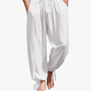 Men's Cotton Linen Pants Casual Harem Pants Elastic Waist Beach Boho Yoga Trousers, Size Large