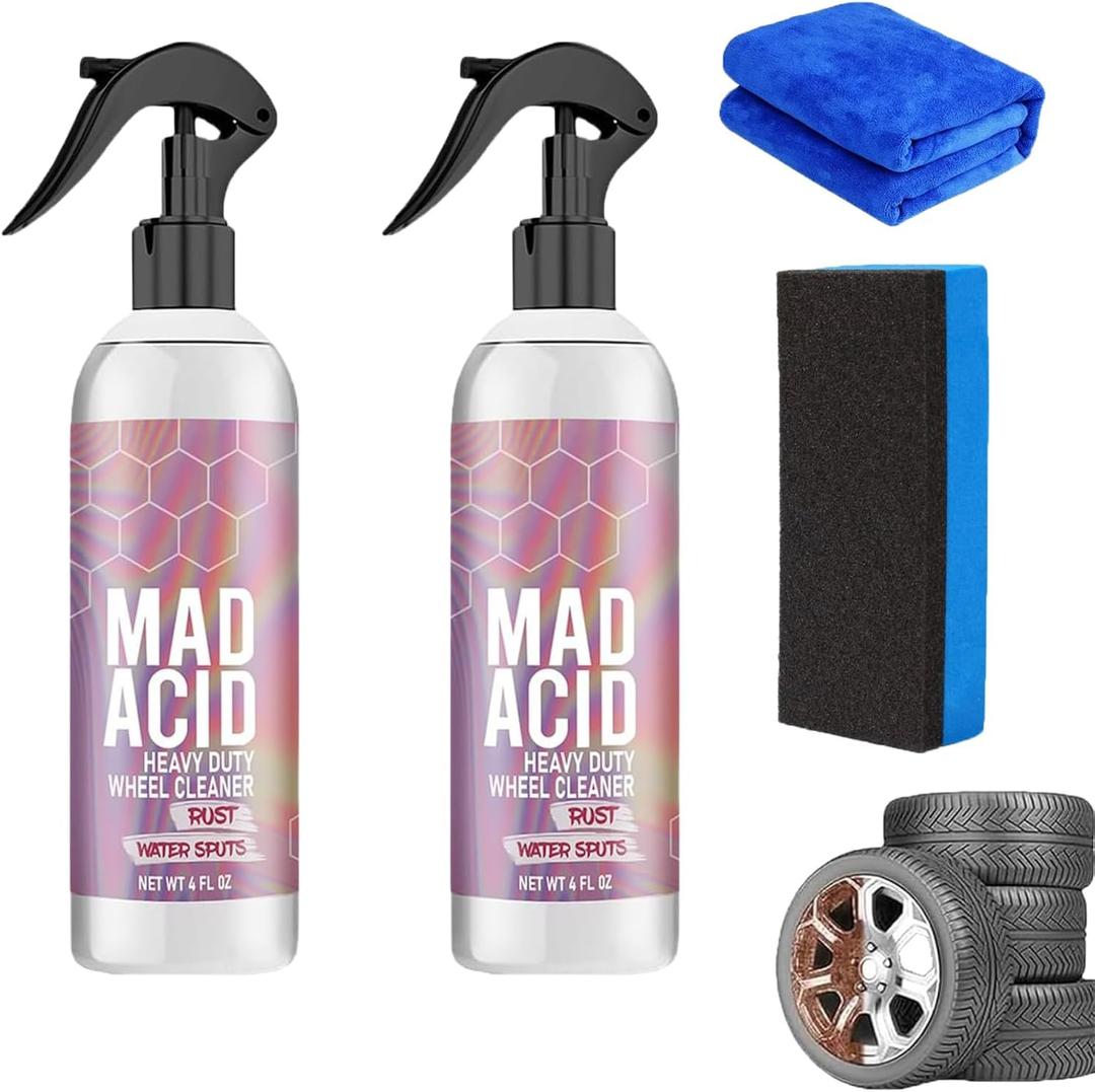 Mad Acid - Mad Acid Glass Cleaner, Mad Acid Shower Cleaner for Furniture, Water Spot Remover, Bathroom Glass Cleaner for Shower Door, Basin, Ceramic Tile (2Pcs)
