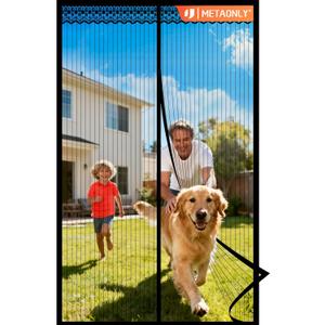 METAONLY Magnetic Screen Door Mesh Fits 36" x 80" Door - Curtain Size 38" x 82", Works for Patio, Sliding Door, Keeps Bug Mosquito Out, Fresh Air Flow, Black with Lace