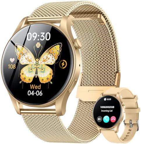 Smartwatch for Women Fitness Watch: 1.43" Amoled Touchscreen Smart Watch Answer/Make Call with Heart Rate Blood Pressure Sleep Monitor 100+ Sports Modes Fitness Tracker IP67 Waterproof for Android iOS