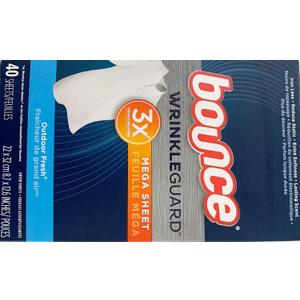 Bounce Wrinkle Guard Mega Sheet Outdoor Fresh 40 Sheets per Box