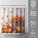 Fall Sunflower Shower Curtain Pumpkin Autumn Harvest Shower Curtain for Bathroom Rustic Maple Leaves Thanksgiving Bird Floral Shower Curtains with Hooks for Farmhouse Bath Decor 72"x72"