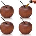 Novabright 4 Pcs Mini Wooden Apple Shaped Essential Oil Diffuser Portable Aromatherapy Diffuser Decorations Farmhouse Rustic Air Freshener for Car Home Bedroom Office Desktop Sauna Yoga Spa Centers