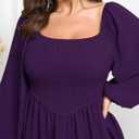 SCOMCHIC Women's Plus Size Fall Dresses Long Sleeve Square Neck Smocked Flowy A-Line Formal Wedding Guest Maxi Dress (XXL)