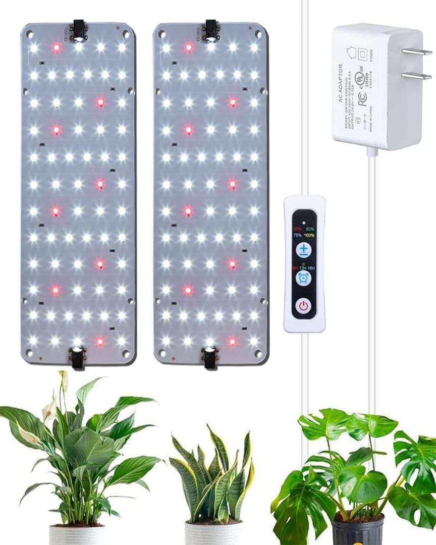 DOMMIA Panel Grow Light for Indoor Plants, 20W Ultra-Thin Full Spectrum LED Grow Light for Shelf & Cabinet, Dimmable with 6/12/16H Timer, Daylight White, 1-Pack
