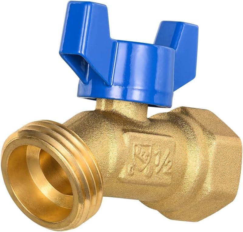 1 Pack ORIANSE Brass Garden Hose Bibb Valve Water Spigot 1/4-Turn Male Hose Bibb 1/2" Female NPT Inlet Connection with 3/4" GHT Water Hose Outlet Heavy-Brass Outdoor Faucet for Gardens and patios