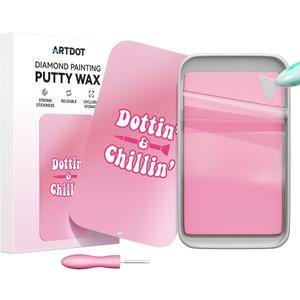 ARTDOT Strong Adsorption Putty Wax for Diamond Painting Kits for Adults, Large Size Glue with Sealed Storage Box for Diamond Art Accessories and Tools(Pink)