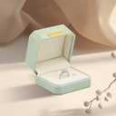 FINGHU Exquisite Wedding Ring Box Small Jewelry Organizer Portable Travel Jewelry Box Jewelry Gift Box for Business,Engagement, Wedding, Mother's Day -Light Green