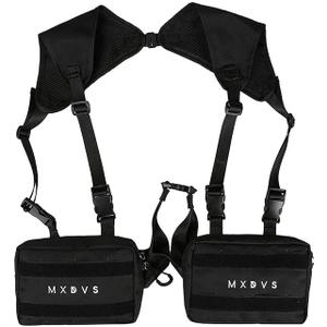 Unisex Black Chest Rig Bag Streetwear Tactical Vest Hip-hop Chest Bags Fashion Tactics Waist Pack Woman Functional Square Bag(Black)